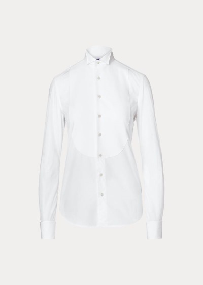 Camisa Smoking Ralph Lauren Mujer Blancos - Cotton Broadcloth - CVHUA1562